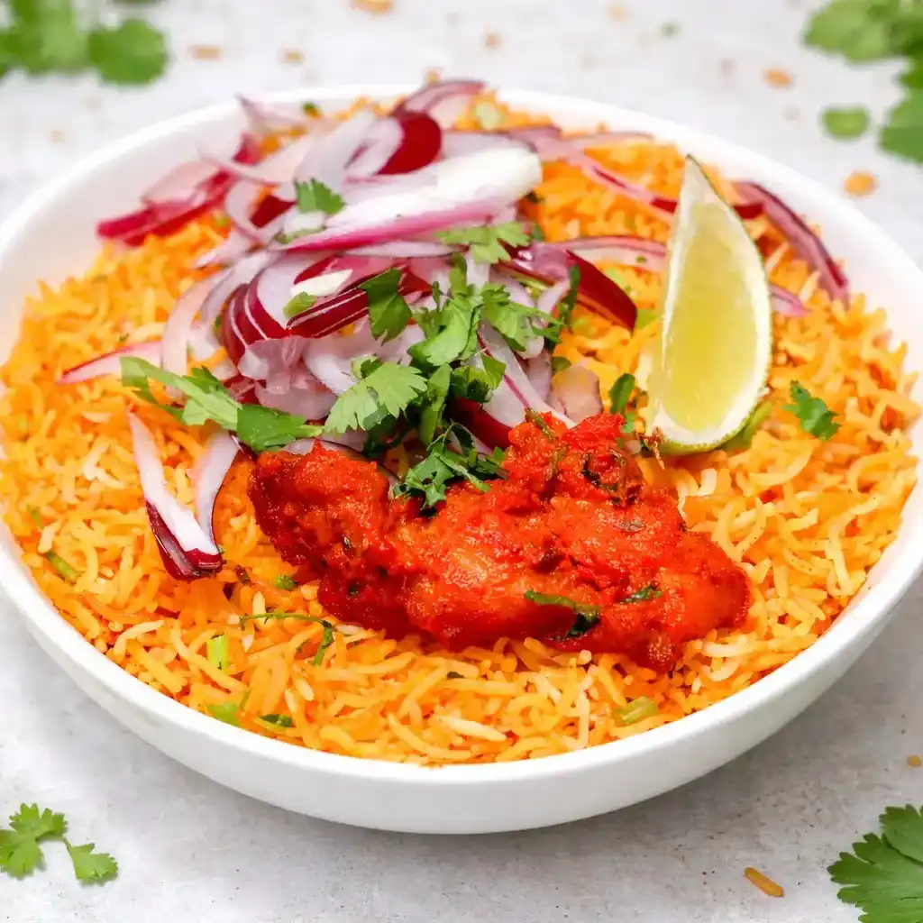 Vijayawada Chicken Biryani Boneless - Bucket at Naga's South Indian Cuisine 